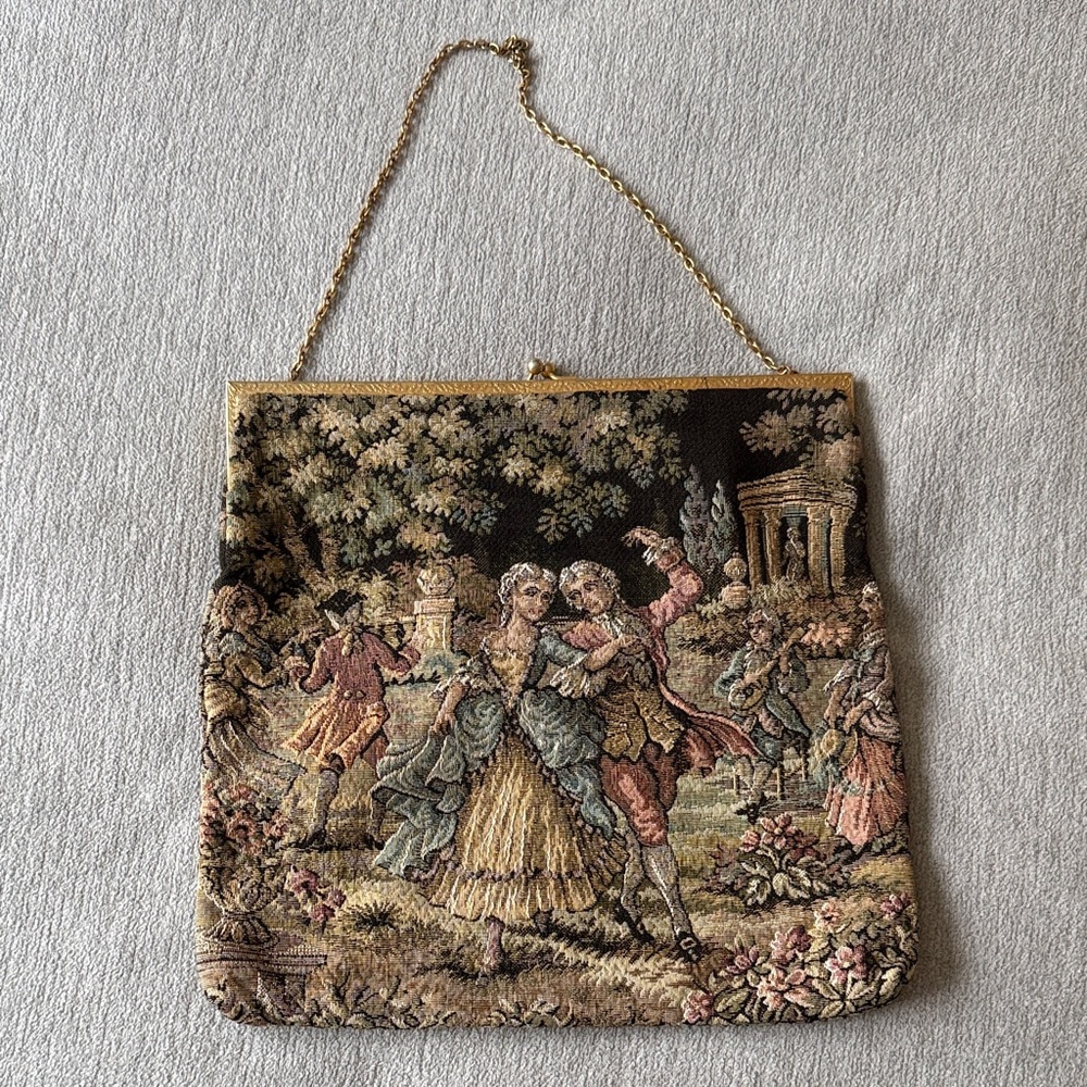 Free People Tapestry Clutch with Gold Chain